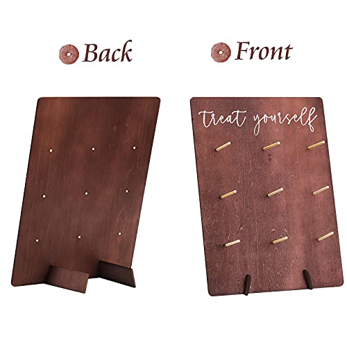 Rmeosye Donut Wall Display Stand Reusable Donut Holder Board Rustic Wood Doughnut Food Buffet Display For Wedding, Baby Shower, Bridal Shower, Birthday Party Treat Yourself Fits 9 Donuts (Brown) #TOP3