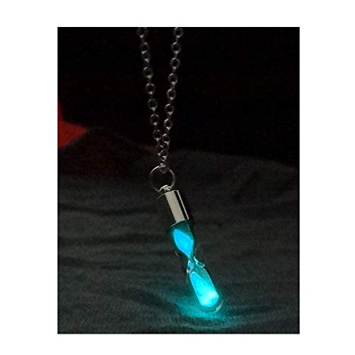 Preisvergleich Produktbild NWQEWDG Leuchtende Halskette Sanduhr Gliederkette Anhänger Halsketten Ketten Sanduhr Kette Halskette Sanduhr Halskette Glas Anhänger Halskette Silber Kette Glowing Schmuck