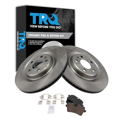 Image of TRQ Rear Ceramic Brake Pad and Rotor Set Compatible with 14-18 Audi A6 12-18 A6 Quattro 12-18 A7 Quattro 13-14 A8 with 330mm Diameter Rear Rotors