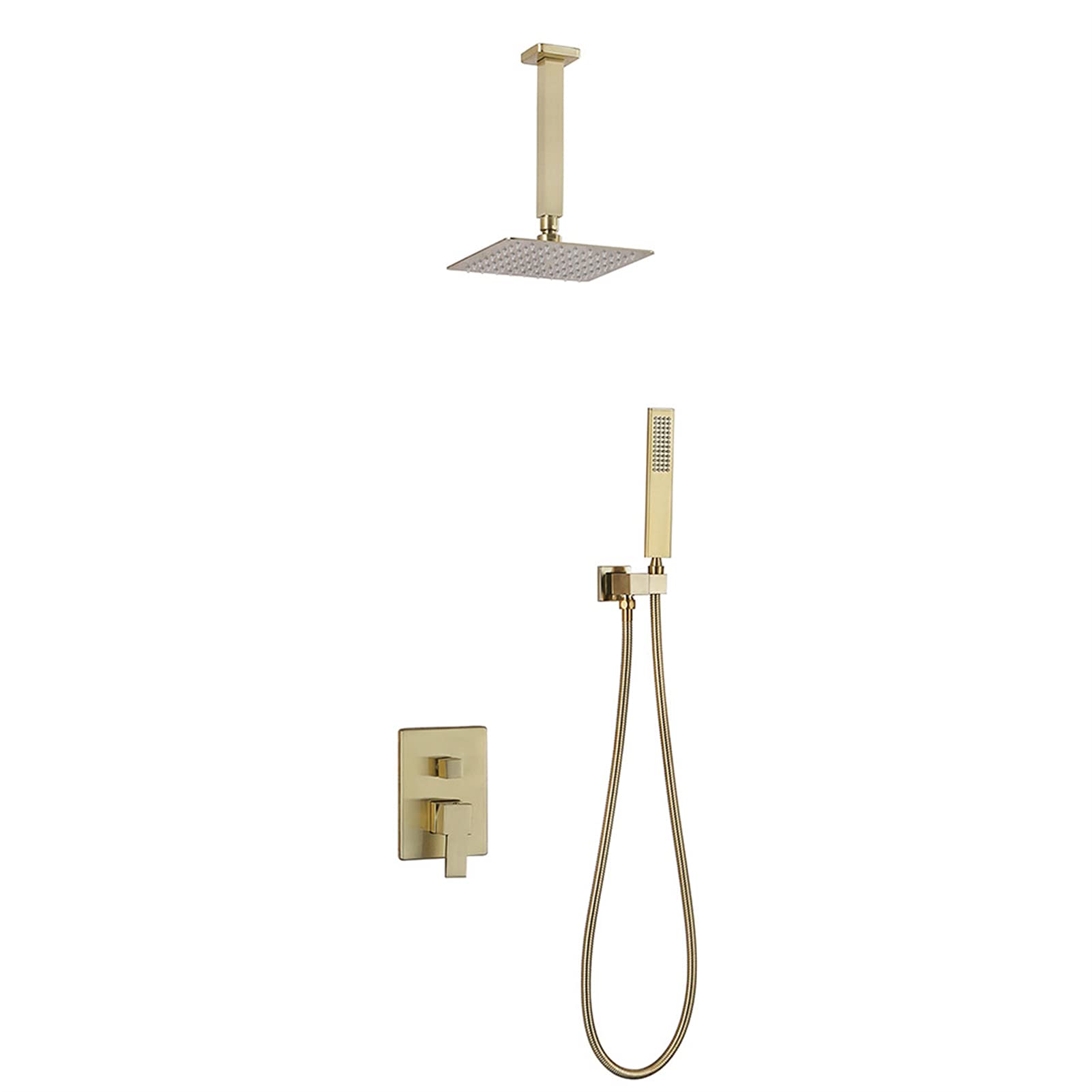 Sistema de ducha oro cepillado de cobre con rociador de lluvia elegante
