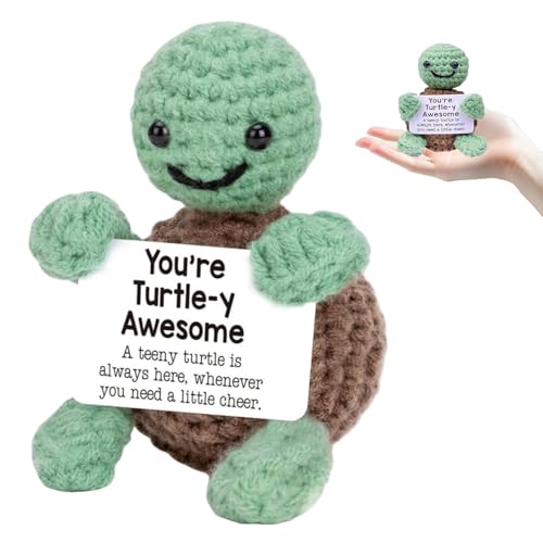 Emotional Support Geschenke,Schildkröte-Mini-Tier Positive Kartoffel,Pocket Hug Positive Schildkröte Glücksbringer,Inspirierende Handgemachte Strickpuppe für Freunde und Familie Emotional Geschenk