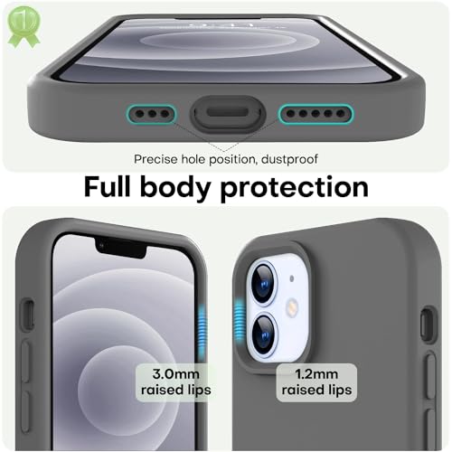 Image of LOVE 3000 Designed for iPhone 12 Case /iPhone 12 Pro Case, Premium Silicone with [Soft Anti-Scratch Microfiber Lining] Shockproof Protective Phone Case for Men Women Girls 6.1 inch, Dark Grey