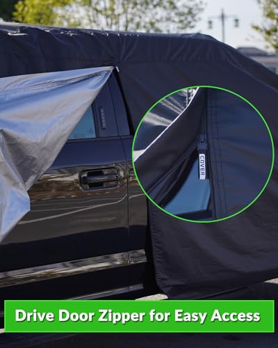 Image of Waterproof Pickup Truck Cover, All Weather Outdoor Protection | Fits Ford F-150, Chevy Silverado, Ram 1500 & Trucks Up to 210 inch,Full Protection,Windproof Design,Heavy-Duty Fabric