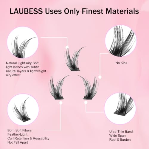 Image of Natural Lash Clusters Kit Soft Individual Lashes Mix Tray with Lash Bond and Seal Tweezers (Kit Natural 01 /02-0.07D-8-14mm)