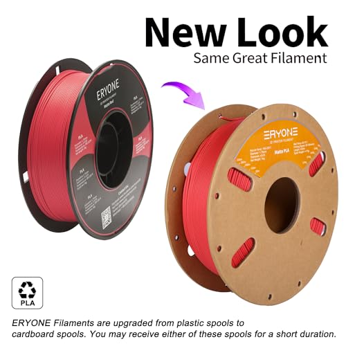 Image of ERYONE Matte 3D Printer PLA Filament 1.75 + /- 0.03mm, Matte Filament PLA 1KG(2.2LBS) Spool, Red