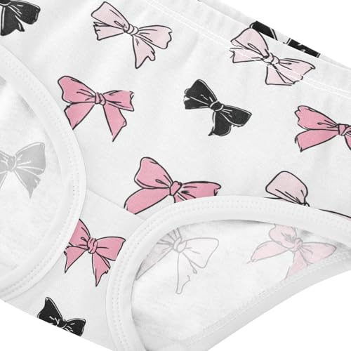 Wusikd Cute Pink Black Bow Girls' Underwear Cotton Girls Briefs Soft Toddler Underwear 2T4