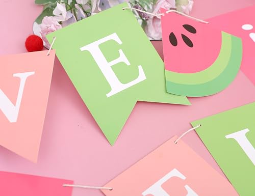 Image of One In A Melon Banner - Summer Sweet Birthday Decorations, Watermelon 1st Birthday, First Party Photo Props, Watermelon Theme Wall Hanging Decorations (One in a Melon Banner)
