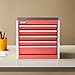 VEVOR Metal Tool Box, 8.6-inch, Portable Metal Tool Box with 5 Drawers, Small Tool Chest with EVA Liners and PP Feet Pads, Heavy-Duty Steel With Ball Bearing Opening and Powder Coated Finish, Red