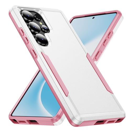 Coque Galaxy A35 antichoc double couche silicone rigide blanc et rose