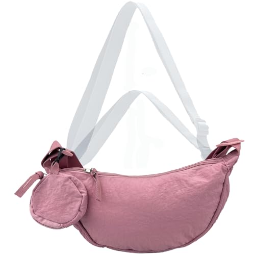 Image of Nylon Crescent Crossbody Bag for Women Purses Trendy Men,Small Travel Sling Bag Hobo
