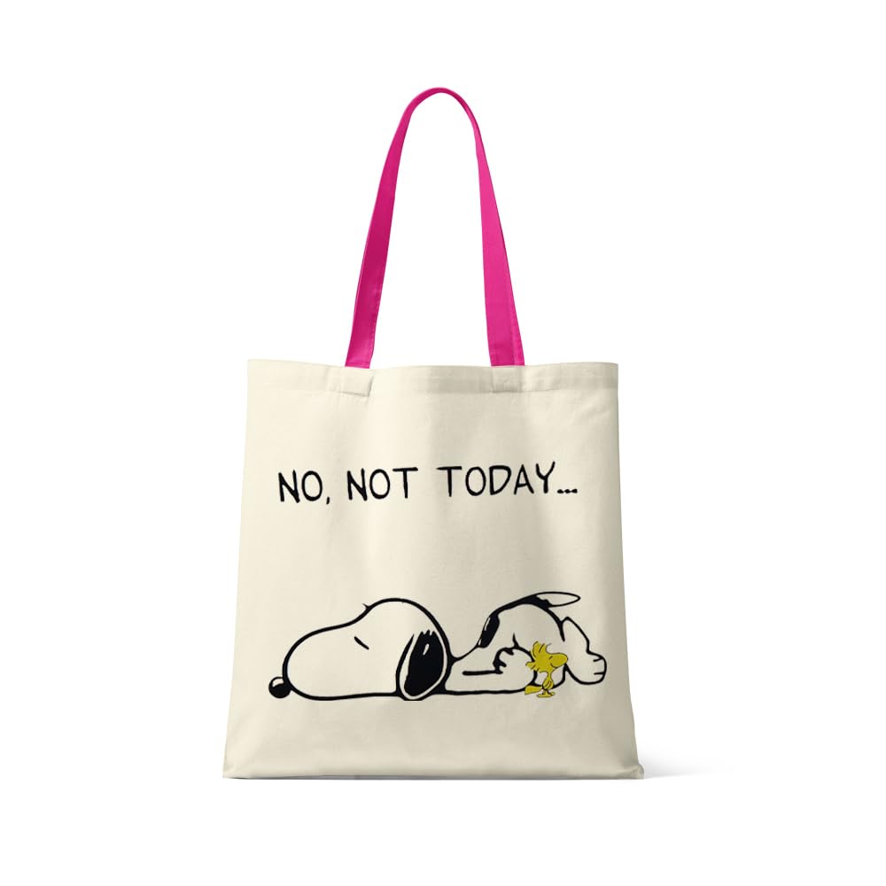 Giftme No Not Today Dog Birthday, Christmas, Secret Santa Stocking Filler, Reusable Bag, Shopping Bag, Tote Bag. (Fuchsia Handle)
