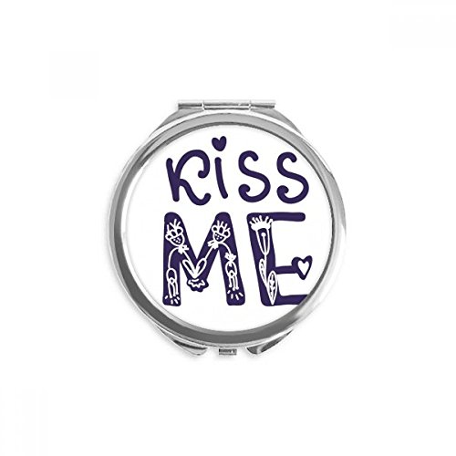 Espejo redondo portátil con frase Kiss Me, ideal para llevar en el bolsillo del bolso