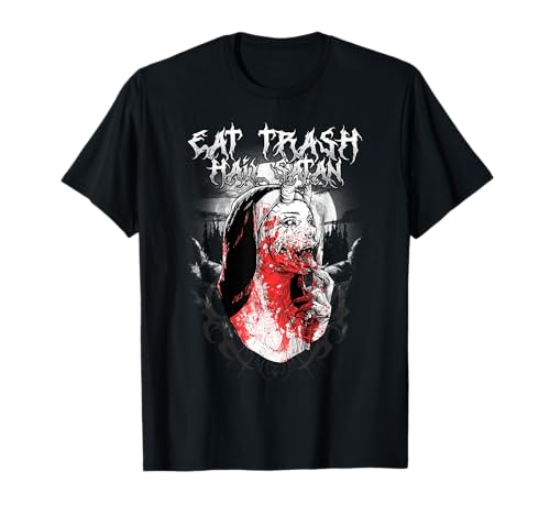 Eat Trash Hail Satan I Satanic Nun I Occult Baphomet T-Shirt