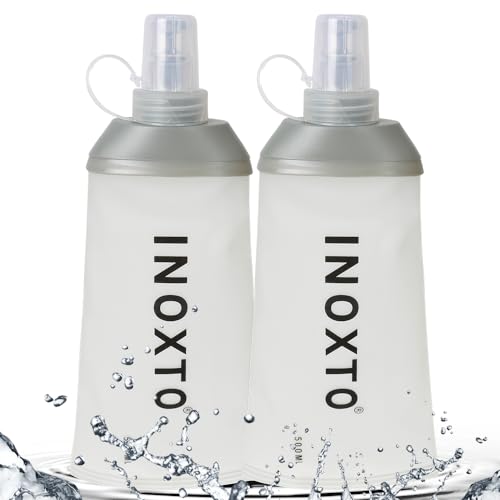 INOXTO Soft Flask,Collapsible Soft Water Bottles for Hydration Vests and Running Packs, Soft Flask Running Bottles for Hiking Cycling(250/500 ml) (2 PCS BIG) by IX INOXTO - Used condition - US$12.23