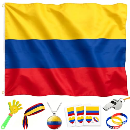 JSDKFJSA 2026 World Cup Fan Accessories Kit, 7 PCS World Soccer Sport Cup Gear Set, World Cup Merchandise for Soccer Party Decorations, Stadium Events, Watch Party, Home Cheering (Colombia)