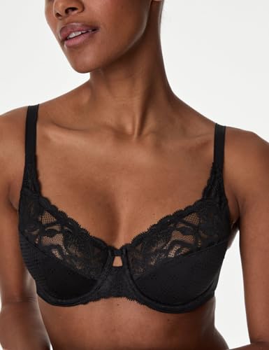 Image of Marks & Spencer Womens Polyamide Non PaddedWired Bra 38DD Black