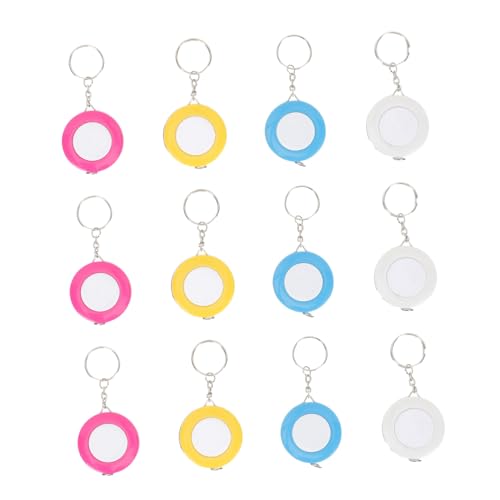 Operitacx 12個 キャンディカラー 柔軟素材メジャーテープキーホルダー 軽量携帯便利な体測定用巻尺 ランダムカラー ランダムカラー