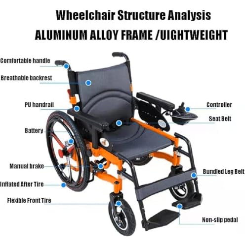 Folding Electric Wheelchairs for Adults,Dual Function 500W All-Terrain Bariatric Wheelchair - Electric & Manual Drive,Suitable for Indoor & Outdoor Use - Image 5