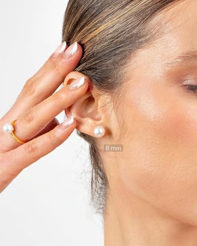 Miniatura 2 de Pendientes De Perlas Cultivadas De Agua Dulce Para Mujer Y Niña Secret You - Plata De Ley 925 En 10 Tamaños, De 4 Mm A 13 Mm