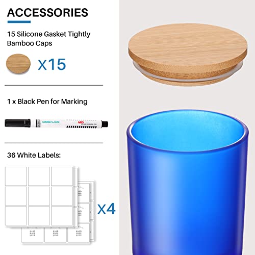 Antimbee (15 Pack) Sapphire Blue Glass Candle Jars With Bamboo Lids For Making Candles, 6 Oz Empty Candle Tins With Wooden Lids, Bulk Clean Candle Containers - Dishwasher Safe #TOP4