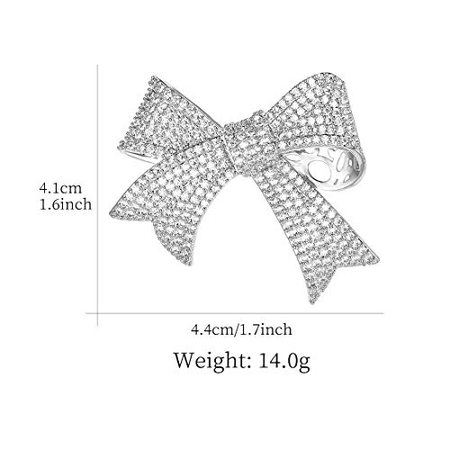 Weimanjewelry Real Gold Plated Cubic Zirconia Cz Ribbon Bridal Bowknot Bow Brooch Pins For Women (White Gold) #TOP1