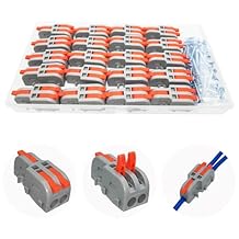 CESFONJER Compact Wire Connectors, Single-Stage Quick Connection Terminal with Screws, 1 in 2 Out Lever Nut Connector, Electrical Connectors Blocks for Circuit Inline20Pcs