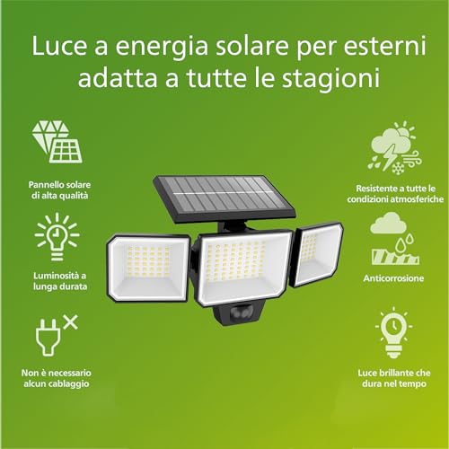 Philips LED Nysil Luce Solare di Sicurezza per Esterni, Luce Bianca Fredda, 8.7W, IP44, Nero - Immagine 1