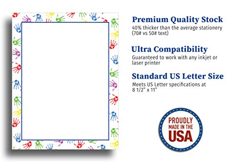 Baby Handprints Border Stationery Paper - 80 Sheets - Image 3