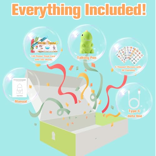 Phonics Flash Cards with Talking Pen for Homeschool Essentials -Hooked on Phonics Games for Kids Ages 4-8 Kindergarten Preschool Learning Activities, Interactive Dinosaur Learn to Read from 21 Stages - Image 8