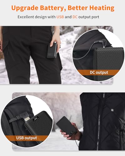 FERNIDA Batería externa de 16000 mAh, batería de 7,4 V de larga duración con CC y puerto USB para ropa con calefacción, chaleco calentado, pantalones calefactados y dispositivo inteligente móvil - imagen 4