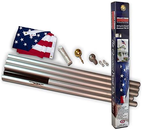 American Flag Kit – 2-Ply Polyester Duratex Flag 100% Made in the USA - 3' x 5' ft Flag with 20' ft Aluminum Pole - Sturdy, Durable and Patriotic - Great for Gardens and Homes – By Valley Forge Flag