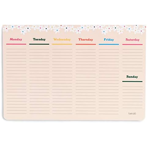 ban.do Weekly Planner Notepad, Desk Planner/Calendar Pad with 52 Sheets, Undated Weekly Desktop Calendar/Agenda (Pink/Green) Cover
