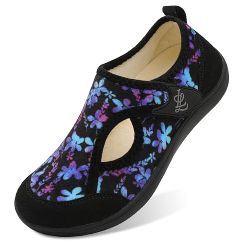 LeIsfIt Womens Slippers Wide Diabetic Shoes Adjustable Arthritis Edema House Shoes Indoor Outdoor Slippers Butterfly Size 7