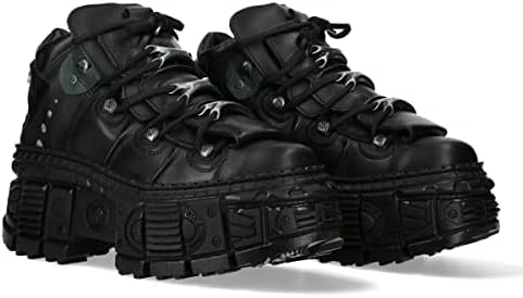 New Rock WALL106-S12 Womens Black Leather Platform Gothic Boots 7 | Image 2