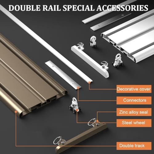 Heavy Duty Double Curtain Track System, Wall/Ceiling Mount Aluminum Rail for Sliding Curtains, Room Divider & Window Drapery - 1m/3.2ft White