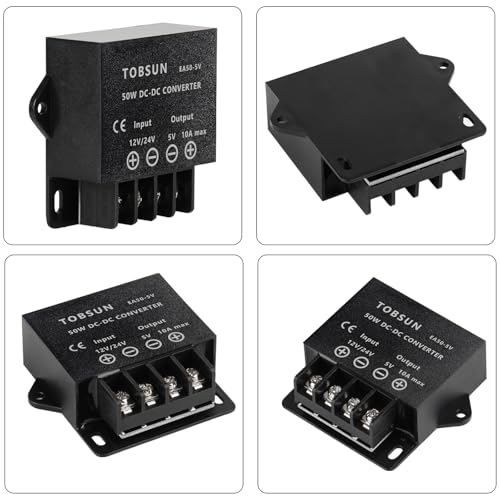 2-Pack DC 12V 24V to 5V Converter 10A 50W Step Down Converter Adapter DC Voltage Reducer Regulator Power Supplies Transformer Module - Thumbnail 4