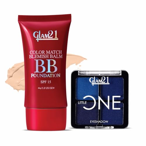 Image of Glam21 Little One 4-in-1 Eyeshadow Palette- Wild Out & Color Match BB Foundation SPF15-Light Natural-46gm |Pigmented, Long-Lasting Eyeshadows |Non-Cakey BB Cream, Blemish-Free Glow |Combo Pack Of 2