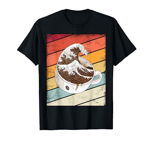 Vintage Great Wave Off Kanagawa Retro Coffee Japón Camiseta