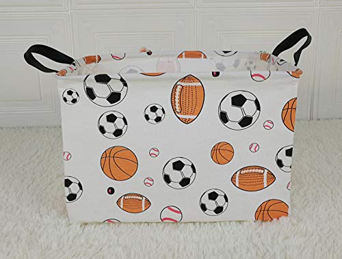 Image of Storage Gift Shelf Basket Storage Bin, Nursery Basket Organizer Box for Room Deco With Handles (Basketballs)