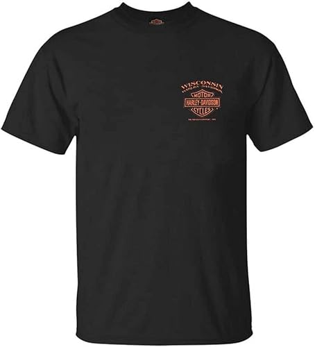 Harley-Davidson Eagle Piston - Camiseta de algodón de manga corta con cuello redondo para hombre color negro Negro