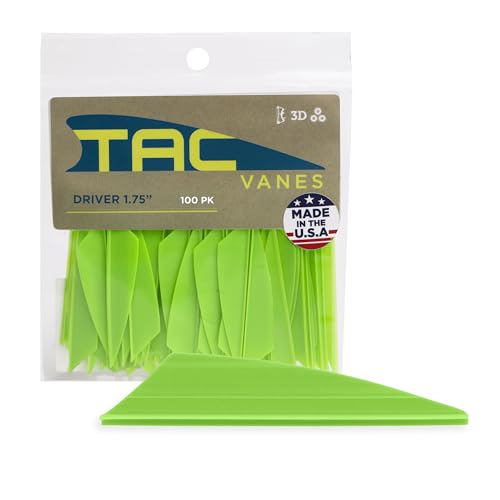 TAC Vanes Driver Arrow Vanes | Archery Fletching for Compound & Crossbow | Durable, Lightweight, High Accuracy, Green 100 Pack