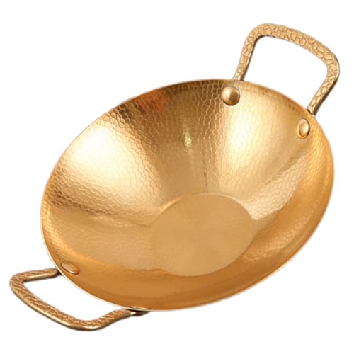 Kichvoe Stainless Steel Wok Pan,22cm Round Bottom Wok with Dual Handle Wok Frying Pan Wok Stir Fry Pan Non-stick Pan Skillet for Electric Induction Cooktops