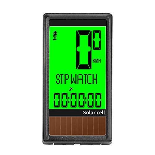 Preisvergleich Produktbild HEWXWX Kabelgebundener Fahrradcomputer, Wasserdichter Multifunktions-Solarfahrrad-Kilometer... Mit Weckfunktion Und Speicher, LCD-Hintergrundbeleuchtung 5-Sprachen-Display FahrradzubehöR,Green