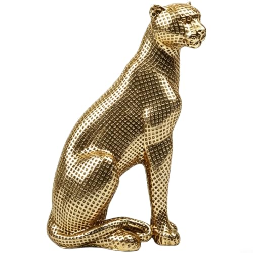Image of FUANA Gold Leopard Resin Statue for Home Office Desk Decor, 1 Piece