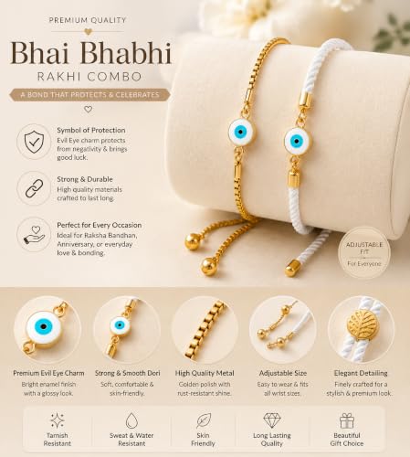 Image of M.F.H Elegant Bhai Bhabhi Rakhi Combo Set for Rakshabandhan - Traditional Lumba Rakhi for Bhaiya Bhabhi,Gift Combo Set for Brother and Sister-in-Law