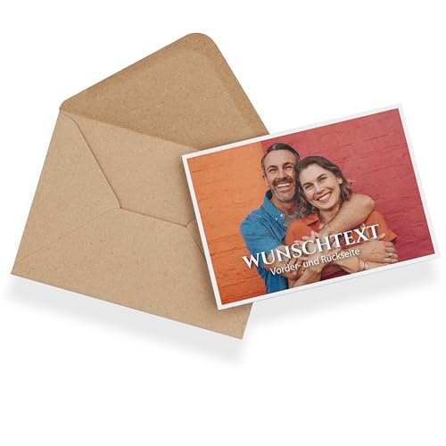 Personalisierte Karte mit Umschlag – selbst gestalten mit Foto und Text – Postkarte DIN A6 – Hochzeitskarte, Geburtstagskarte – Dankeskarte Kommunion, Konfirmation – (Motiv 1 - Querformat) Personalisierte Karte mit Umschlag – selbst gestalten mit Foto und Text – Postkarte DIN A6 – Hochzeitskarte, Geburtstagskarte – Dankeskarte Kommunion, Konfirmation – (Motiv 1 - Querformat)