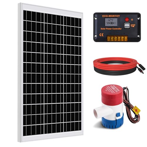 DCHOUSE - DCHOUSE Kit pompe solaire 120 W, pompe de cale 1100 GPH + panneau solaire 120 W, avec contrôleur, adapté pour l'irrigation indépendante et le contrôle de l'eau livestock