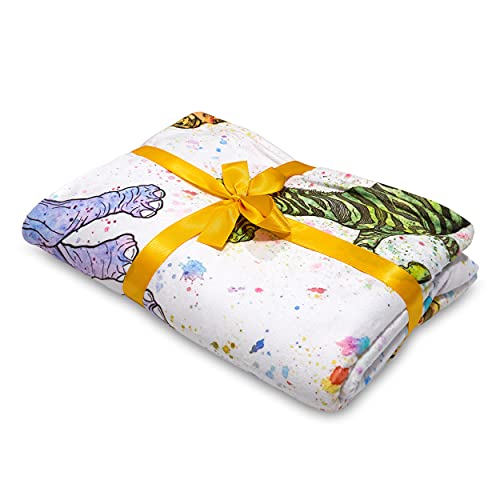 Colorful Animal Baby Blanket | 30 X 40 Inch | Extra Soft Minky Fleece | Unique Watercolor Design #TOP1