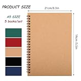 Yafe 5 Packs Spiral Notebook A5, 120 Pages 60 Sheets Kraft Cover Wirebound Notebooks Bulk Journals, 8.3 * 5.5 inch Lined Notebook for Business Office School Travel - Image 2