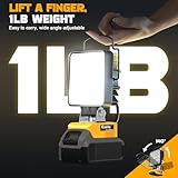 Ecarke Cordless LED Work Light - 48W/4800LM, 6500K Colour Temperature, Portable Flashlight for Dewalt 20V Battery, Type-C & USB Charging - Ideal for Camping, Hiking & Construction Sites(No Battery) - Image 8